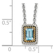 Shey Couture Sterling Silver with 14K Accent 18 Inch Emerald-cut Antiqued Light Swiss Blue Topaz Necklace - Birthstone Company
