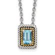 Shey Couture Sterling Silver with 14K Accent 18 Inch Emerald-cut Antiqued Light Swiss Blue Topaz Necklace - Birthstone Company