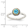 Shey Couture Sterling Silver with 14K Accent Antiqued Round Blue Topaz Ring - Birthstone Company