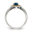Shey Couture Sterling Silver with 14K Accent Antiqued Round London Blue Topaz Ring - Birthstone Company