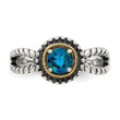 Shey Couture Sterling Silver with 14K Accent Antiqued Round London Blue Topaz Ring - Birthstone Company