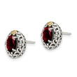 Shey Couture Sterling Silver with 14K Accent Antiqued Oval Garnet Post Earrings - Birthstone Company