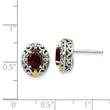 Shey Couture Sterling Silver with 14K Accent Antiqued Oval Garnet Post Earrings