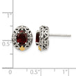 Shey Couture Sterling Silver with 14K Accent Antiqued Oval Garnet Post Earrings - Birthstone Company