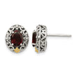 Shey Couture Sterling Silver with 14K Accent Antiqued Oval Garnet Post Earrings - Birthstone Company