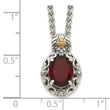 Shey Couture Sterling Silver with 14K Accent 18 Inch Antiqued Oval Garnet Necklace - Birthstone Company