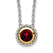 Shey Couture Sterling Silver with 14K Accent 18 Inch Antiqued Round Bezel Garnet Necklace - Birthstone Company