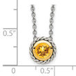 Shey Couture Sterling Silver with 14K Accent 18 Inch Antiqued Round Bezel Citrine Necklace - Birthstone Company