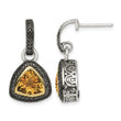 Shey Couture Sterling Silver with 14K Accent Antiqued Trillion Bezel Citrine Dangle Earrings - Birthstone Company