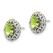 Shey Couture Sterling Silver with 14K Accent Antiqued Oval Peridot Post Earrings