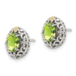 Shey Couture Sterling Silver with 14K Accent Antiqued Oval Peridot Post Earrings - Birthstone Company