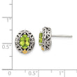 Shey Couture Sterling Silver with 14K Accent Antiqued Oval Peridot Post Earrings - Birthstone Company