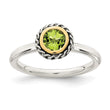 Shey Couture Sterling Silver with 14K Accent Antiqued Round Bezel Peridot Ring - Birthstone Company