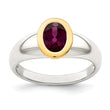 Shey Couture Sterling Silver Rhodium-plated with 14K Accent Oval Bezel Rhodolite Garnet Oval Ring - Birthstone Company