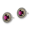 Shey Couture Sterling Silver with 14K Accent Antiqued Round Rhodolite Garnet Post Earrings