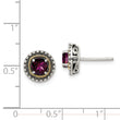 Shey Couture Sterling Silver with 14K Accent Antiqued Round Rhodolite Garnet Post Earrings