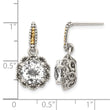 Shey Couture Sterling Silver with 14K Accent Antiqued Round White Topaz Dangle Post Earrings - Birthstone Company