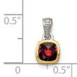 Shey Couture Sterling Silver Rhodium-plated with 14k Accent Polished Cushion-cut Garnet Pendant