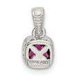 Shey Couture Sterling Silver Rhodium-plated with 14k Accent Polished Cushion-cut Rhodolite Garnet Pendant