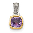 Shey Couture Sterling Silver Rhodium-plated with 14k Accent Polished Cushion-cut Amethyst Pendant