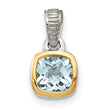 Shey Couture Sterling Silver Rhodium-plated with 14k Accent Polished Cushion-cut Aquamarine Pendant