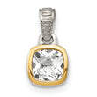 Shey Couture Sterling Silver Rhodium-plated with 14k Accent Polished Cushion-cut White Topaz Pendant