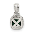 Shey Couture Sterling Silver Rhodium-plated with 14k Accent Polished Cushion-cut Created Emerald Pendant