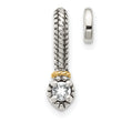Shey Couture Sterling Silver Antiqued with 14k Accent Polished White Topaz Chain Slide Pendant