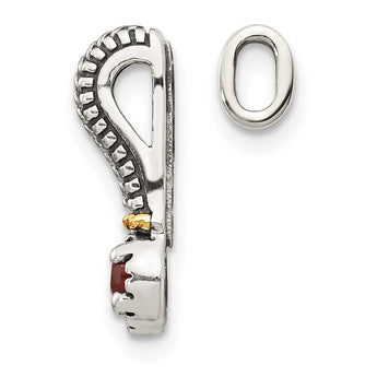Shey Couture Sterling Silver Antiqued with 14k Accent Polished Garnet Chain Slide Pendant - Birthstone Company