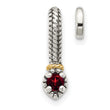 Shey Couture Sterling Silver Antiqued with 14k Accent Polished Garnet Chain Slide Pendant - Birthstone Company