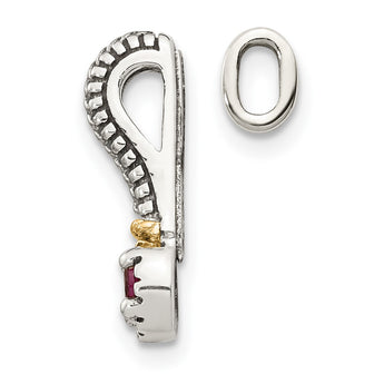 Shey Couture Sterling Silver Antiqued with 14k Accent Polished Rhodolite Garnet Chain Slide Pendant - Birthstone Company