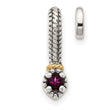 Shey Couture Sterling Silver Antiqued with 14k Accent Polished Rhodolite Garnet Chain Slide Pendant - Birthstone Company