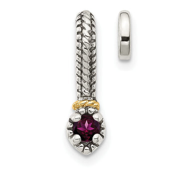 Shey Couture Sterling Silver Antiqued with 14k Accent Polished Rhodolite Garnet Chain Slide Pendant - Birthstone Company