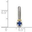 Shey Couture Sterling Silver Antiqued with 14k Accent Polished Created Sapphire Chain Slide Pendant