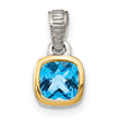 Shey Couture Sterling Silver Rhod-plated with 14k Accent Polished Cushion-cut Light Swiss Blue Topaz Pendant