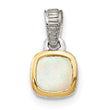 Shey Couture Sterling Silver Rhodium-plated with 14k Accent Polished Cushion-cut Milky Opal Pendant