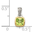 Shey Couture Sterling Silver Rhodium-plated with 14k Accent Polished Cushion-cut Peridot Pendant