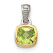 Shey Couture Sterling Silver Rhodium-plated with 14k Accent Polished Cushion-cut Peridot Pendant - Birthstone Company