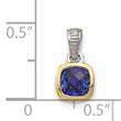 Shey Couture Sterling Silver Rhodium-plated with 14k Accent Polished Cushion-cut Created Sapphire Pendant