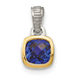Shey Couture Sterling Silver Rhodium-plated with 14k Accent Polished Cushion-cut Created Sapphire Pendant - Birthstone Company