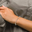 Sterling Silver 14K Gold Pearl Bangle Bracelet