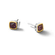 Shey Couture Sterling Silver Rhodium-plated with 14k Accent Rhodolite Garnet Square Stud Earrings - Birthstone Company