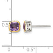 Shey Couture Sterling Silver Rhodium-plated with 14k Accent Amethyst Square Stud Earrings - Birthstone Company