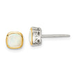 Shey Couture Sterling Silver Rhodium-plated with 14k Accent Milky Opal Square Stud Earrings