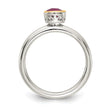 Shey Couture Sterling Silver Rhodium-Plated with 14K Accent Polished Cushion-cut Rhodium-Plated Rhodolite Garnet Ring - Birthstone Company