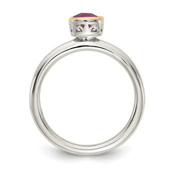 Shey Couture Sterling Silver Rhodium-Plated with 14K Accent Polished Cushion-cut Rhodium-Plated Rhodolite Garnet Ring - Birthstone Company