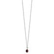 Shey Couture Sterling Silver with 14K Accent 18 Inch Antiqued Leaves with Pear Shaped Checkerboard Garnet Necklace with 2 Inch Extender - Birthstone Company