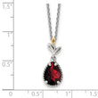 Shey Couture Sterling Silver with 14K Accent 18 Inch Antiqued Leaves with Pear Shaped Checkerboard Garnet Necklace with 2 Inch Extender - Birthstone Company