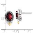 Shey Couture Sterling Silver with 14K Accent Antiqued Checkerboard Oval Garnet Post Earrings