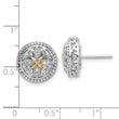 Shey Couture Sterling Silver Rhodium-plated with 14K -X- Accent Diamond Round Post Earrings